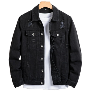 Fashionable top trending Custom Logo <b>Denim</b> <b>Jacket</b> <b>Men</b> Designer <b>Men</b> Casual Cotton durable <b>Denim</b> <b>Men's</b> <b>Jackets</b> - Product Image 1