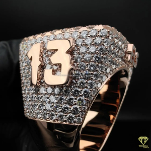 Luxury " JT " Lab Grown Diamond Ring Custom <b>Letter</b> Hip Hop Ring Gold Plated Iced Out Jewelry Fashion Bling Ring For Men Women - Product Image 3