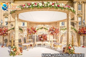 Étonnant mariage indien Elephant Tusk Mandap Maharani Mandap pour cérémonie de mariage hindou Fibre sculptée Elephant Mandap USA - Product Image 3