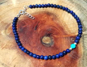 Natural Blue Lace Agate & Turquoise <b>Charm</b> <b>Bracelet</b> 925 Sterling <b>Silver</b> Beaded Handmade Star Design Gemstone Jewelry - Product Image 6