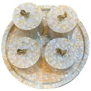 Bandeja de servir de lujo hecha a mano con incrustaciones de nácar, moderna, rectangular, con conchas marinas, plato decorativo para decoración del hogar y hoteles. - Product Image 2