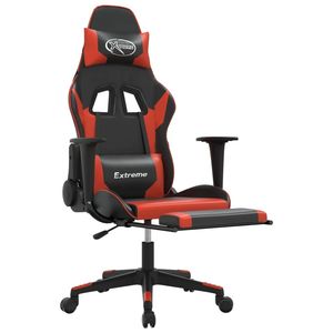 Chaise de jeu réglable en similicuir noir avec accoudoirs - Product Image 6