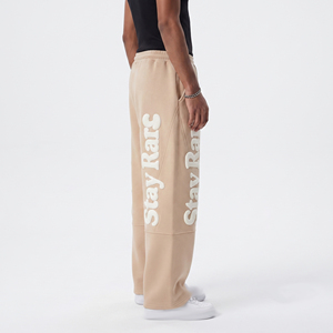 Men Cotton <b>Puff</b> Printing Sweat Pants High Drawstring Waist Baggy Men's Trouser Casual Full Length Winter Wear Sweat Pants Men - Product Image 3