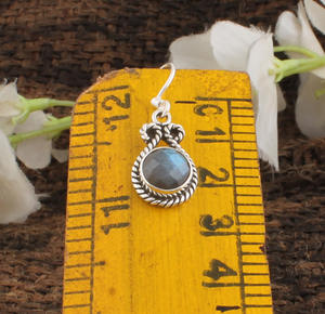 Boucles d'oreilles pendantes en labradorite naturelle, argent sterling 925, pierre précieuse bleue effet feu, bijoux de mariage de luxe faits à la main, vente en gros - Product Image 6