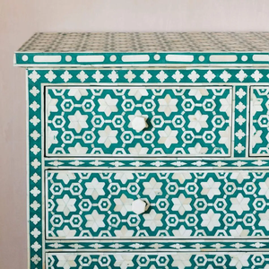 Modern Bone Inlay Buffet <b>Sideboard</b> Geometric Inlay Pattern Wooden <b>Storage</b> Cabinet Living Room Home Decor - Product Image 3