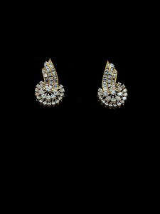 Designer floral cluster <b>stud</b> <b>earrings</b> with pear and baguette lab created diamonds in sterling <b>silver</b> or solid gold elegant style - Product Image 4