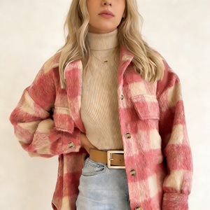 Vente flash sur Temu : veste décontractée à carreaux pour femmes, coupe ample, boutonnée, pour l'automne et l'hiver, idéale pour la vie quotidienne et le streetwear. - Product Image 6