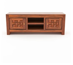 Mueble de TV Moderno y Grande con Puertas Talladas a Mano y Estante Abierto |    Muebles de Entretenimiento Contemporáneos con Almacenamiento - Product Image 5
