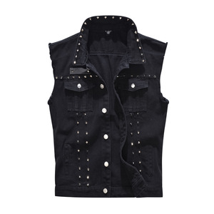 Men'S Style <b>Denim</b> Vest Heavy Metal Sleeveless Jean <b>Jackets</b> Heavy <b>Denim</b> Metal Hiphop <b>Jackets</b> for Men - Product Image 1