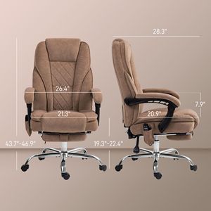 Sedia da Ufficio Marrone Regolabile in Altezza con Funzioni di Vibrazione e Reclinazione, Poggiapiedi Riscaldato - per Lavoro al Computer - Product Image 3