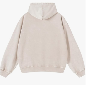 เสื้อสเวตเชิ้ตมีฮู้ดสีเบจสำหรับผู้ชาย แขนยาว ทรงหลวม สไตล์ลำลอง สำหรับฤดูใบไม้ร่วง สีพื้น ผ้าฝ้าย 100% น้ำหนักปานกลาง มีเชือกผูก - Product Image 5