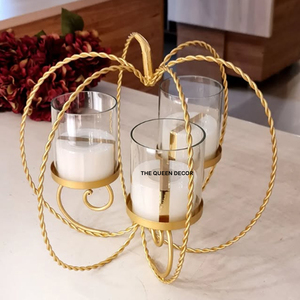 Ensemble de deux porte-bougies en métal antique finition or, éclairage d'intérieur, qualité exclusive, porte-bougies pour la maison et le jardin - Product Image 5