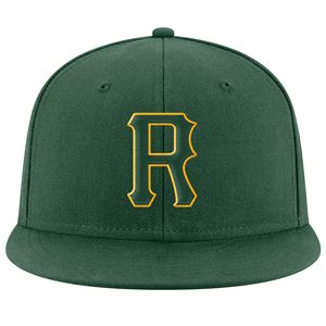 หมวกแก๊ปสีเขียว 6 แผง แบบ Snapback พร้อมโลโก้ R ปักขอบสีเหลืองที่แผงด้านหน้า หมวกลำลองสำหรับทุกเพศ - Product Image 2