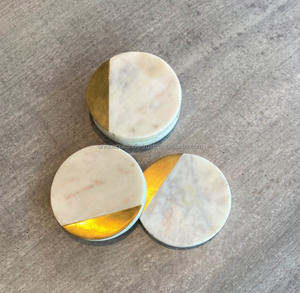 Dessous de verre en marbre moderne de luxe avec logo personnalisé et finition lisse Dessous de verre en pierre naturelle fabriqués à la main pour l'intérieur de la cuisine - Product Image 3