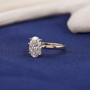 Bague de fiançailles, de mariage ou de promesse classique solitaire en diamant ovale de laboratoire de 1,5 carat, sertie quatre griffes style cathédrale, en or 10k/14k/18k - Product Image 2