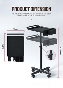 รถเข็นทำผมอเนกประสงค์สีดำ 4 ล้อ ปรับระดับความสูงได้ ทนความร้อน ผลิตจากสแตนเลสอย่างดี แข็งแรง ทนทาน - Product Image 6