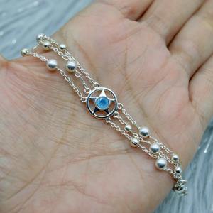 Aqua Chalcedony Opal Silver <b>Bracelet</b> Gold Gemstone Bangle Elegant Jewelry For Women - Product Image 5