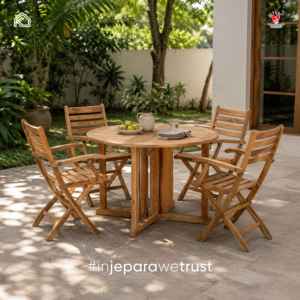 Outdoor <b>Round</b> Solid Teak Wood Dining <b>Table</b> <b>Folding</b> Garden Patio Restaurant Hotel Villa Furniture - Product Image 6
