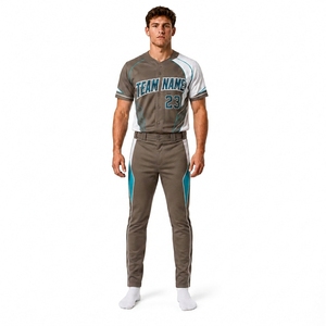 Ensemble uniforme de baseball personnalisé pour hommes : maillot et pantalon sublimés, entièrement boutonnés, pour performance athlétique, vêtements de sport, OEM, marque privée - Product Image 1