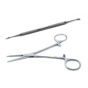 Nettoyeur d'oreilles pour chiens et chats, 2 pièces, dissolvant de poils, forceps vétérinaire, grattoir à tartre, outil professionnel de toilettage pour animaux de compagnie en acier inoxydable - Product Image 1