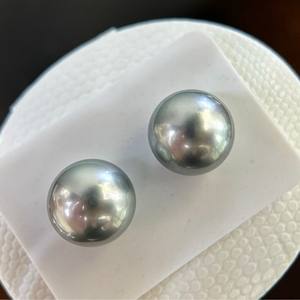 Pendientes de Botón Redondos Finos de 10-11 mm, Plata de Ley S925 y Chapados en Oro con Perla Negra Natural, Caja de Regalo Incluida, Venta al por Mayor del Fabricante - Product Image 5