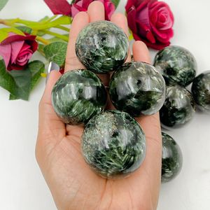 Natural Seraphinite Sphere <b>Crystal</b> <b>Ball</b> Green Healing Stone Reiki Meditation Energy Decor Handmade Love Sports Wholesale - Product Image 6