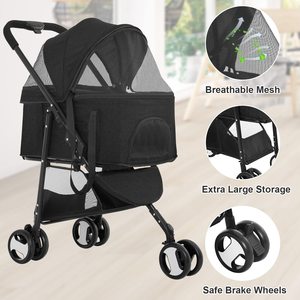 Cochecito para mascotas, para aventuras al aire libre, con paneles de malla con cremallera, portavasos y cabina cómoda - Product Image 4
