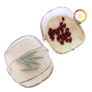 Cesta de Bambú Hecha a Mano para Cubrir Alimentos con Tapa de Malla, Plegable y de Diseño Tradicional para Picnic y Cocina - Product Image 6