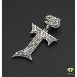 Baguette Lab Grown Cross Pendant Hip Hop Necklace <b>Iced</b> <b>Out</b> Statement Jewelry Fashion <b>Chain</b> Gift - Product Image 3