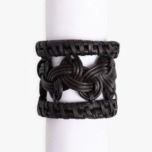 Rond de serviette en rotin rond de style bohème taille et couleur personnalisables écologiques faits à la main du Vietnam pour table à manger de cuisine - Product Image 2