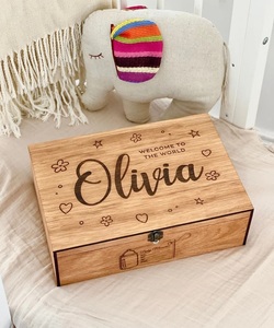 Caja de Recuerdos de Madera Personalizada para Bebé con Diseño de Letras en Relieve para Niña y Niño Recién Nacidos - Letreros de Bienvenida, Regalo de San Valentín - Product Image 5