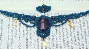 Ensemble collier et bague ajustables en macramé turquoise fait main avec jade, style choker classique, cadeau bijoux HARI OM CREATIONS - Product Image 2