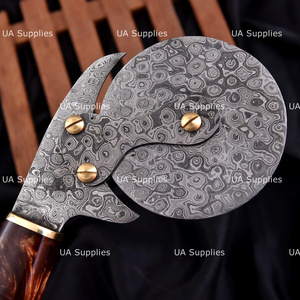 Couteau à pizza en acier damas forgé à la main, OEM ODM disponible, couteau de chef Ulu de haute qualité - Product Image 3