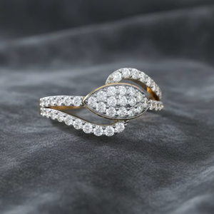 Nouvelle conception de bague en or avec diamants en forme de feuille, bijoux tendance pour cadeau - Product Image 1