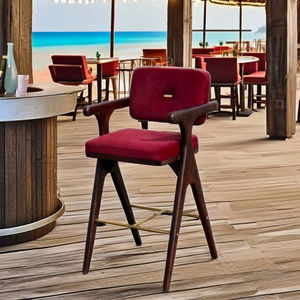 Adjustable Teak Acacia Wood Eucalyptus & Cedar <b>Outdoor</b> <b>Bar</b> <b>Stool</b> with Metal Frame-Home <b>Bar</b> & Commercial Use - Product Image 3