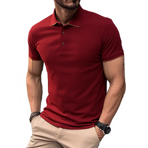 Polo de punto transpirable para hombre, talla grande, con diseño liso, logotipo personalizable, estilo casual estampado - Product Image 5