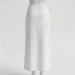 Jupe crayon à taille élastique pour femmes, couleur unie, fente latérale, longueur genou, style minimaliste, tissu en spandex et polyester, à porter en toutes saisons - Product Image 2