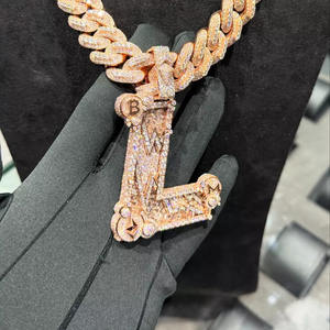 Colgante con Letra Personalizada de Moissanita Brillante con Logotipo Iced Out, Joyería Hip Hop, Plata de Ley 925 con Baño de Rodio, Unisex - Product Image 6