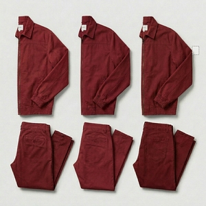 Survêtement pour homme 100% coton, couleur unie, manches longues, col rabattu, vêtements décontractés d'automne, respirant, coupe régulière, poches latérales - Product Image 3