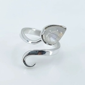 Rainbow <b>Moonstone</b> <b>Ring</b> 925 Sterling Silver Handmade Statement Promise <b>Ring</b> for Women Boho Pear June Birthstone Jewelry - Product Image 2