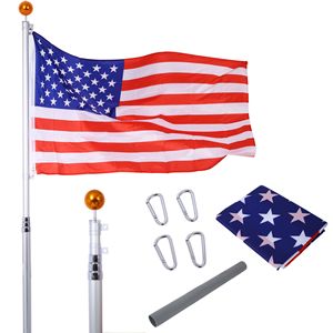 Kit de Mástil Telescópico para Bandera de 16 Pies, Aluminio Extra Grueso y Resistente, para Interiores y Exteriores, Mástiles de Aluminio para Bandera de Alta Resistencia - Product Image 1