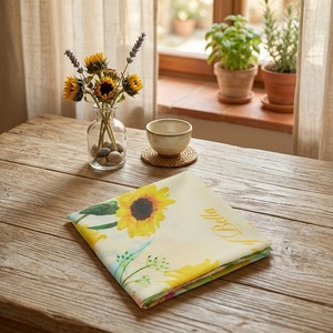 [K-ESSENTIALS] Bandana pour femme à fleurs jaunes, coton des années 60, 50x50cm, mouchoir carré doux et réutilisable - Product Image 2
