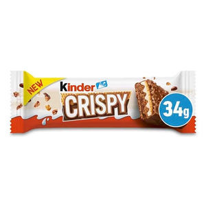 ขนมวาฟเฟิลกรอบ Kinder Crispy แบบดั้งเดิม แพ็ค 24 ชิ้น - เวเฟอร์ช็อกโกแลตกรอบเบา สำหรับผู้จัดจำหน่ายทั่วโลก - Product Image 1