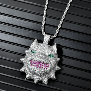 Hip Hop Little Monster Sweater <b>Chain</b> Pendant <b>Iced</b> <b>Out</b> Cubic Zirconia Sparkling Bling Jewelry Charm Necklace Gift For Men Women - Product Image 1