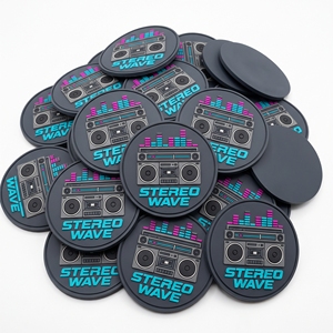 ป้ายเสียงเพลงแบบอนาล็อก PVC แบบขายส่ง ป้ายซิลิโคนทรงกลมสำหรับเสื้อผ้าดนตรี จากโรงงานโดยตรง - Product Image 3