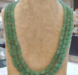 Meilleure qualité Designer véritables émeraudes citrouille sculpture 3 rangées classique collier ensemble pour femmes et filles mariages fiançailles porter - Product Image 2