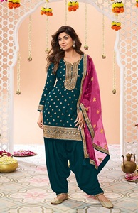 Salwar Kameez Patiala de Viscosa Bordado, Semi-Cosido, para Mujer, Estilo Moderno, Secado Rápido, para Bodas, Fiestas y Diwali - Product Image 2