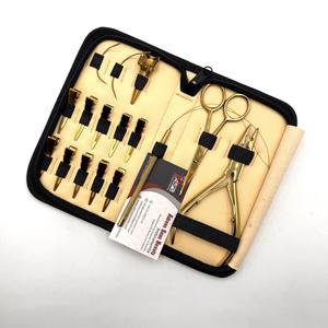 Gold Plated Wholesale Hot Selling Custom Logo Top Grade Stainless Steel Hair Extension <b>Pliers</b> Tools Kit <b>Set</b> With Cream Case - Product Image 5