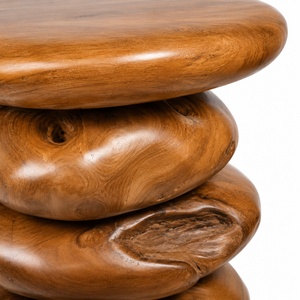 ARTERRA Luxury Artisan Handcrafted Teak Wood Side Table Premium Stacked <b>Pebble</b> Nightstand for Luxury Villa Interior - Product Image 3
