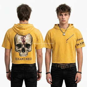 Camiseta Oversize de Algodón Pesado 220GSM Marrón con Lavado Ácido y Estampado de Calavera y Rosa Fatal Beauty para Hombre - Proveedor de Streetwear Personalizado - Product Image 3